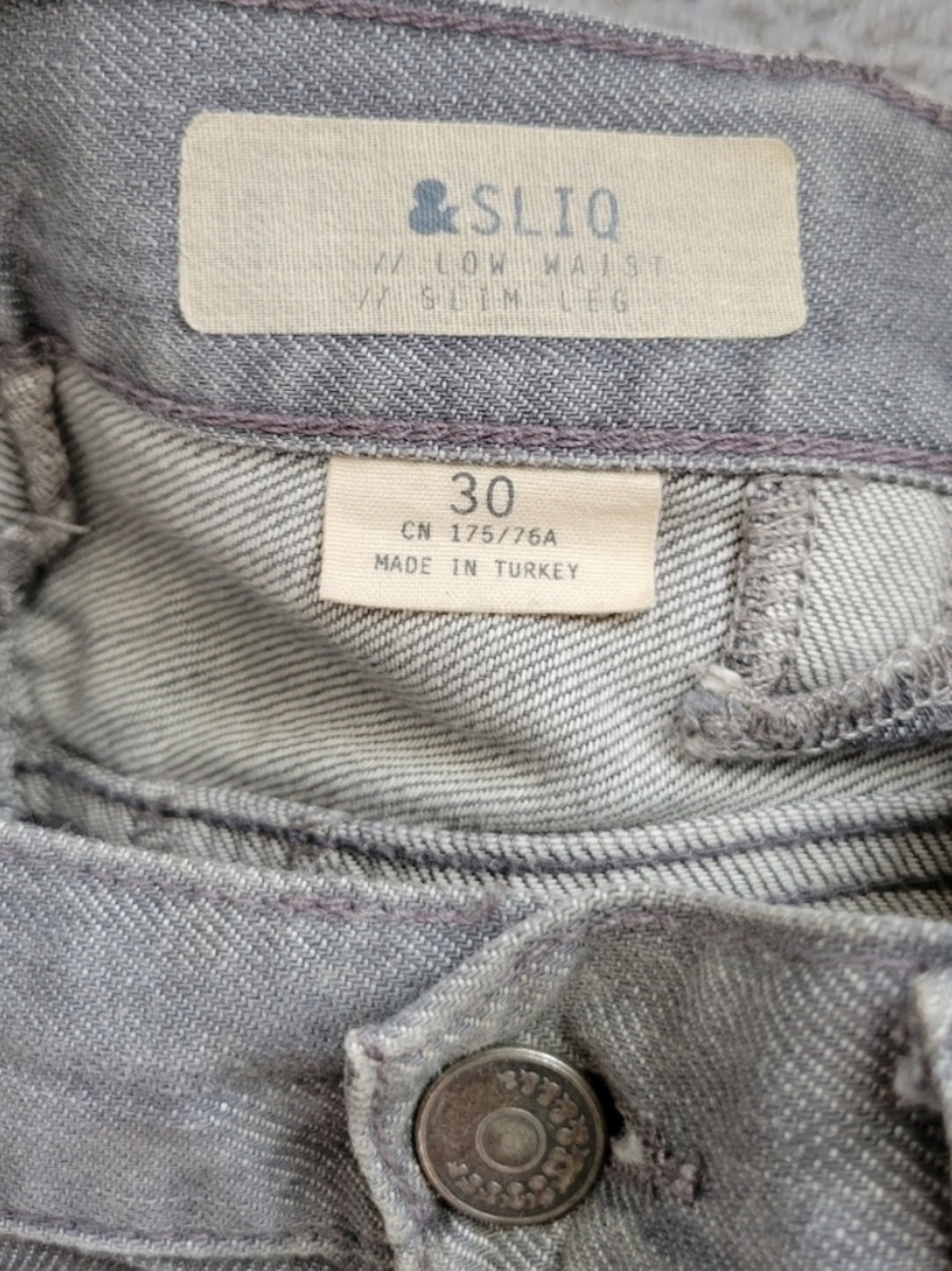 H&M x Sliq Slim Fit Low Rise 30x30 Light Gray Jeans EUC - Picture 4 of 6